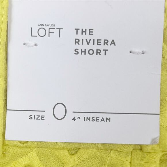 NWT Ann Taylor LOFT Riviera Shorts in Yellow Eyelet Size 0 - Picture 7 of 8